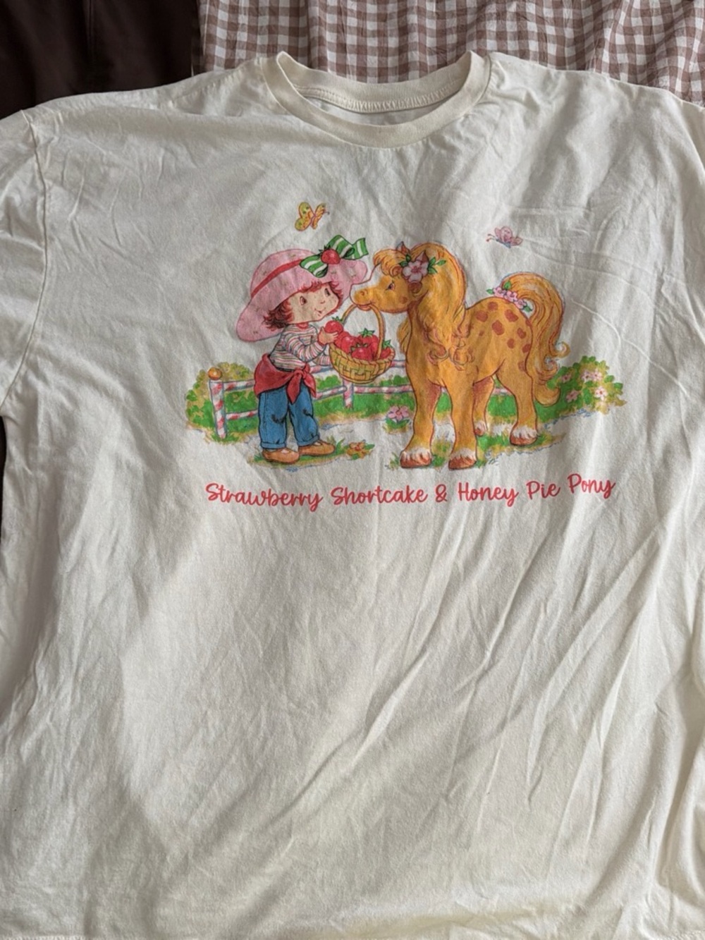 Strawberry Shortcake  Graphic Tee - Cream with Pink Accents
